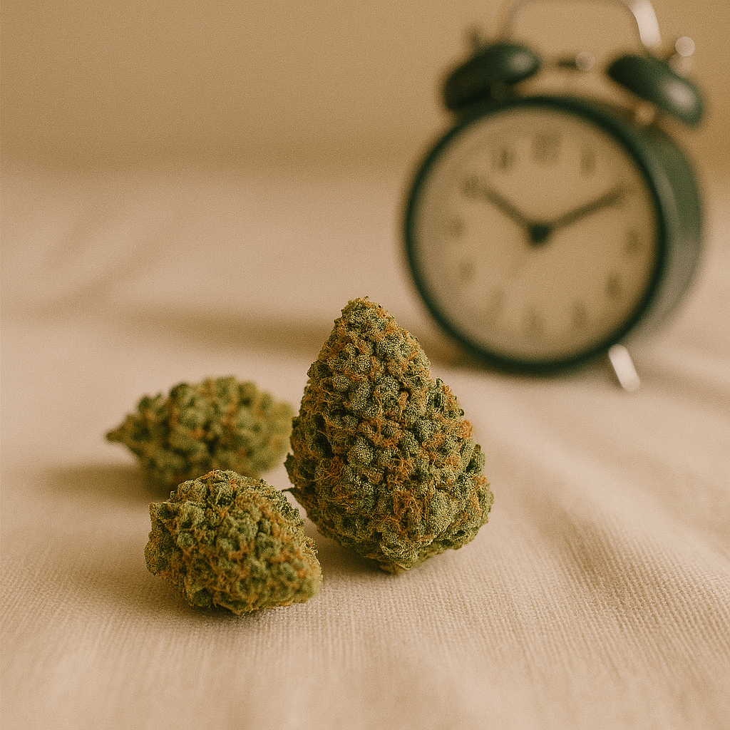 Fleur de CBD et horloge